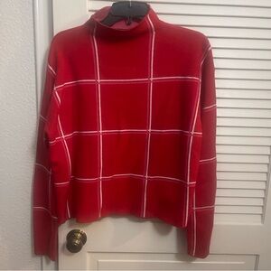Tahari Red Sweater with White pink stripes includes matching headband